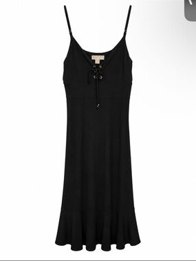 MICHAEL Michael Kors Black Lace-Up Spaghetti Strap Midi Dress